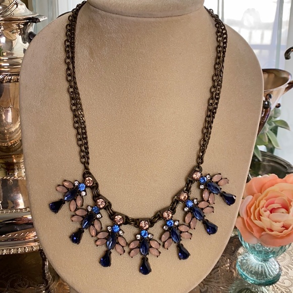 Embellished Statement Necklace with Faux Gems - Picture 2 of 5